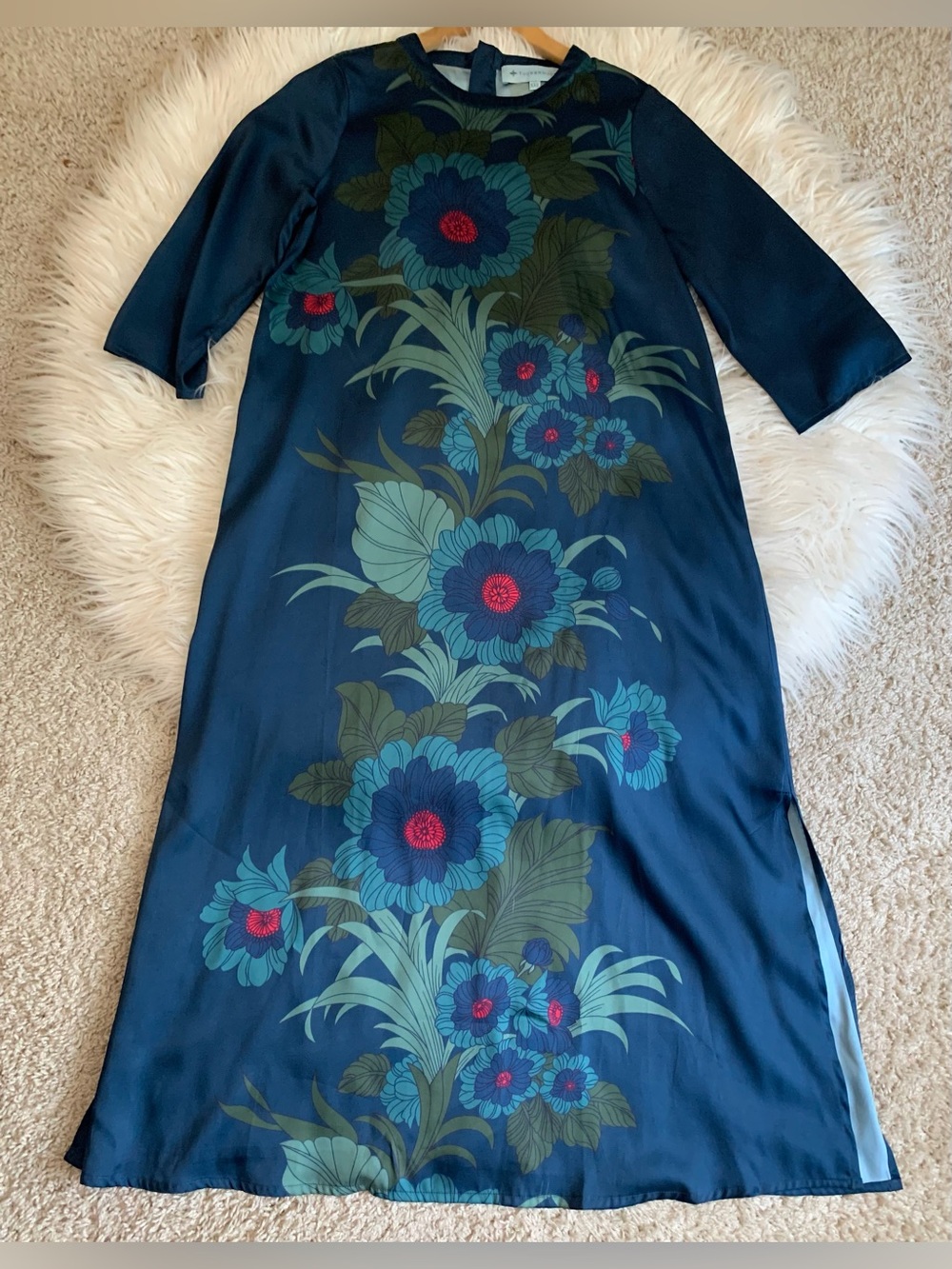 Tuckernuck Jamie Midnight Garden Floral Midi Dress Blue Size XXS - Picture 2 of 8
